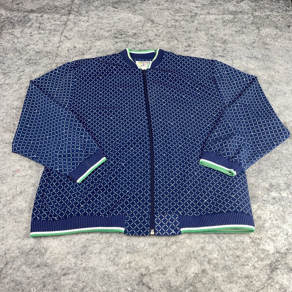 Peter Popovitch Women's Small Blue/Green/white Lounge Zip Up 80's Retro Jacket